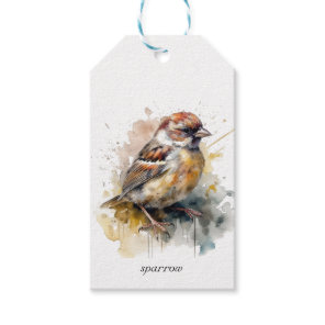 Rustic Watercolor Sparrow, custom Gift Tags