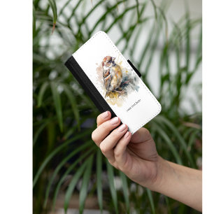 Rustic Watercolor Sparrow, custom iPhone 8/7 Wallet Case