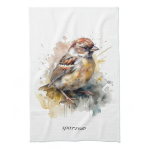 Rustic Watercolor Sparrow, custom  Kitchen Towel