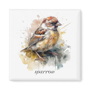 Rustic Watercolor Sparrow, custom Magnet