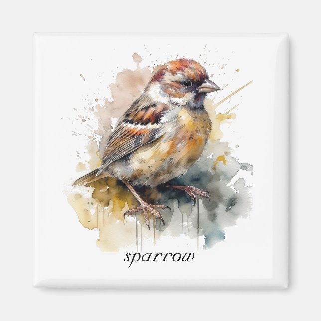 Rustic Watercolor Sparrow, custom Magnet (Front)