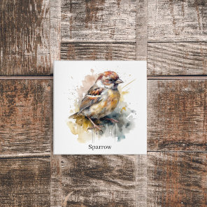 Rustic Watercolor Sparrow, custom Metal Print