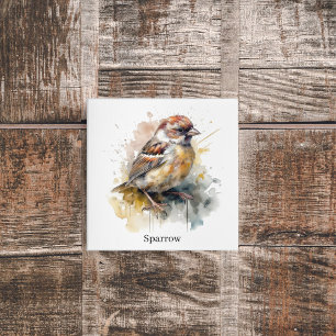 Rustic Watercolor Sparrow, custom Metal Print