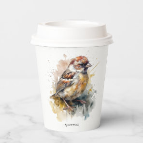 Rustic Watercolor Sparrow, custom  Paper Cups