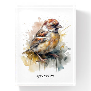 Rustic Watercolor Sparrow, custom Paperweight