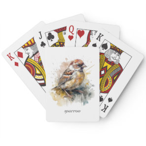 Rustic Watercolor Sparrow, custom Poker Cards