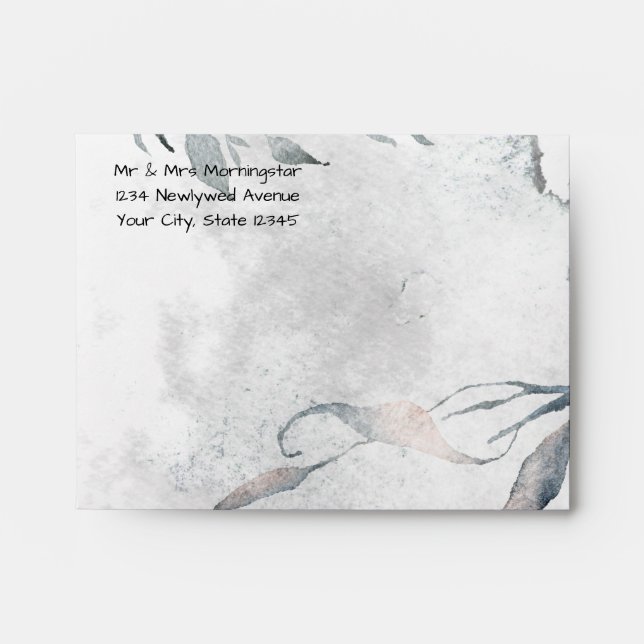 Rustic Watercolor Splash and Foliage Envelope (Front)