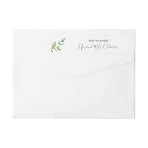 Rustic Watercolor Sprig Wedding Return Address Wrap Around Label