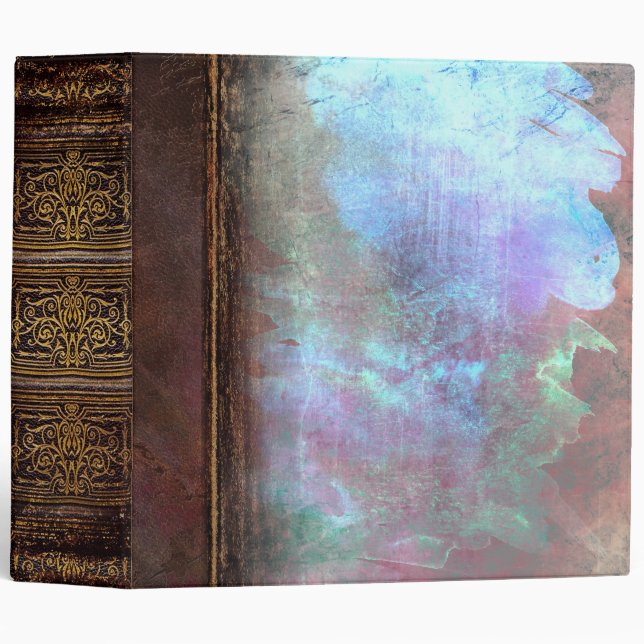 Rustic Watercolor Stained Ancient Tome 3 Ring Binder (Front/Spine)