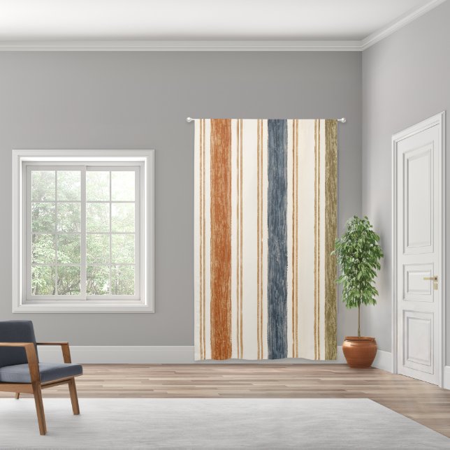 Rustic Watercolor Striped Curtains (Wide)