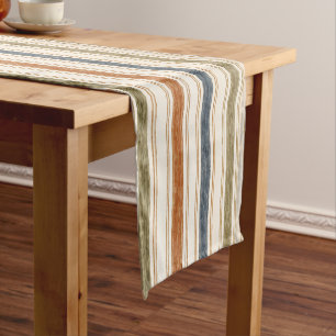 Rustic Watercolor Striped Table Runner