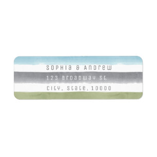Rustic watercolor stripes nautical beach wedding label