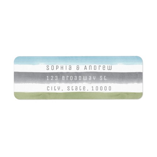 Rustic watercolor stripes nautical beach wedding label