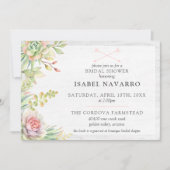 Rustic Watercolor Succulent Cactus Bridal Shower Invitation (Front)
