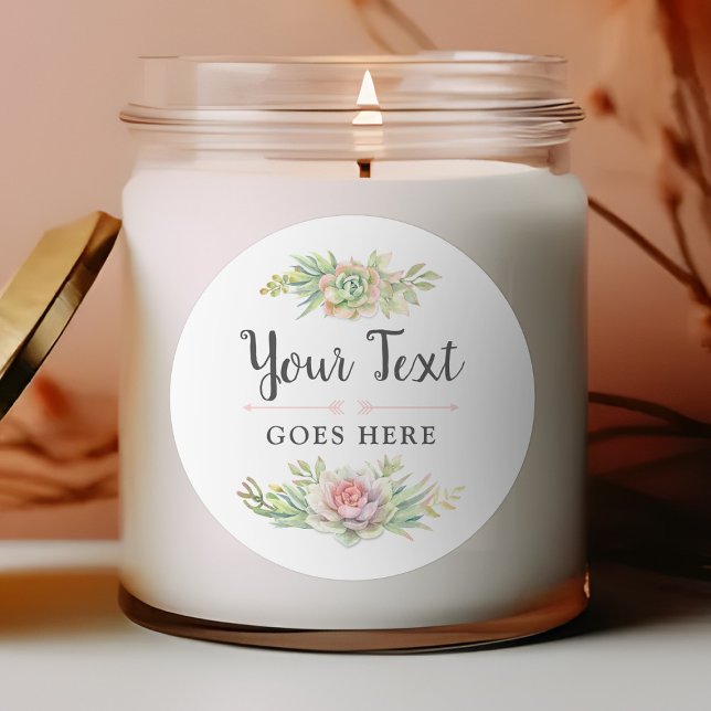 Rustic Watercolor Succulent Desert Cactus Boho Classic Round Sticker (Creator Uploaded)