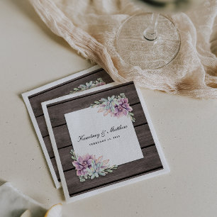 Rustic Watercolor Succulent Floral Paper Napkins