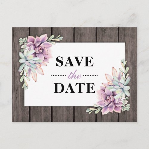 Rustic Watercolor Succulent Floral Save the Date Announcement Postcard - Country chic wedding save the date postcards featuring a rustic wood barn background, a succulent corner display and a wedding text template that is easy to customize.
Click on the “Customize it” button for further personalization of this template. You will be able to modify all text, including the style, colors, and sizes.
You will find matching items further down the page, if however you can't find what you looking for please contact me.