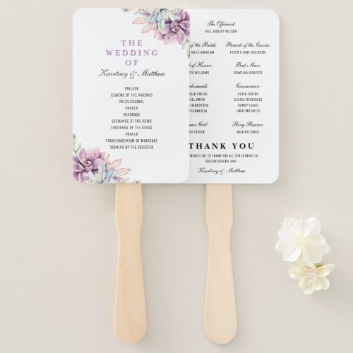 Rustic Watercolor Succulent Floral Wedding Program Hand Fan - Elegant wedding program fans featuring a classic white background that can be changed to any color, a succulent corner display and a wedding program template. Click on the “Customize it” button for further personalization of this template. You will be able to modify all text, including the style, colors, and sizes. You will find matching items further down the page, if however you can't find what you looking for please contact me.