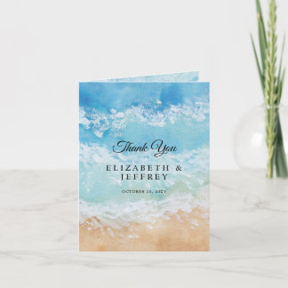 Rustic Watercolor Summer Sea Beach Thank You Card