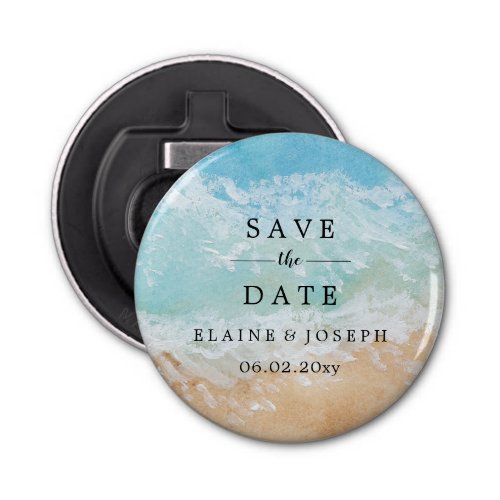 Rustic Watercolor Summer Sea Beach Wedding Bottle Opener