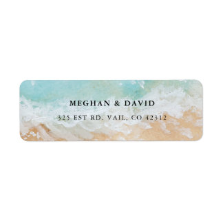 Rustic Watercolor Summer Sea Beach Wedding Label