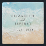 Rustic Watercolor Summer Sea Beach Wedding  Stone Coaster<br><div class="desc">Rustic Watercolor Summer Sea Beach Wedding Stone Coaster</div>