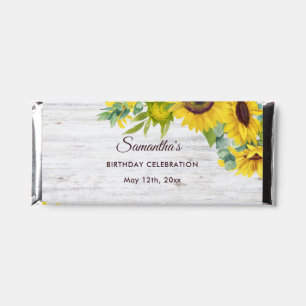 Rustic Watercolor Sunflower Birthday Party  Hershey Bar Favors