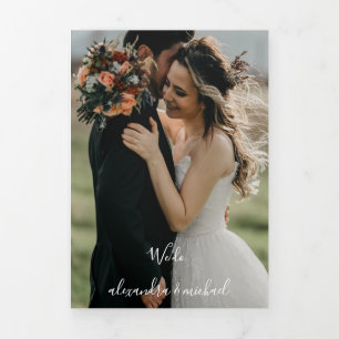 Rustic Watercolor Sunflower Fall Wedding Tri-Fold Invitation