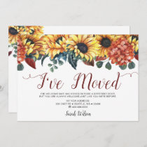 Rustic Watercolor Sunflower I have moved Moving Announcement