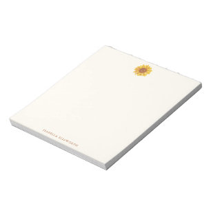 Rustic Watercolor Sunflower Pattern Personalized Notepad
