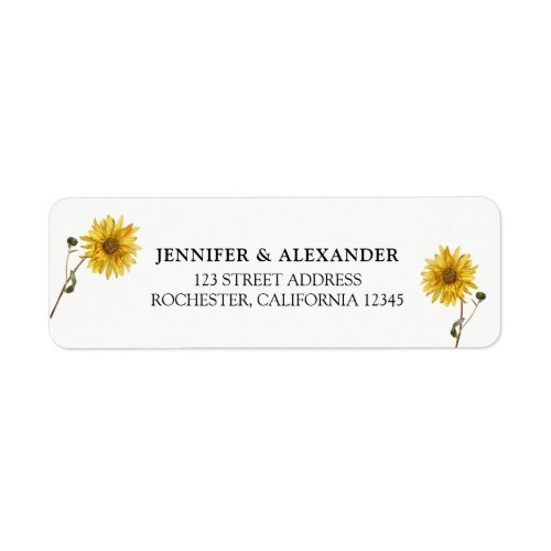 Rustic watercolor sunflower wedding return address label