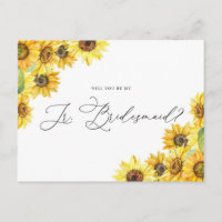 Rustic Watercolor Sunflowers Be My Jr. Bridesmaid
