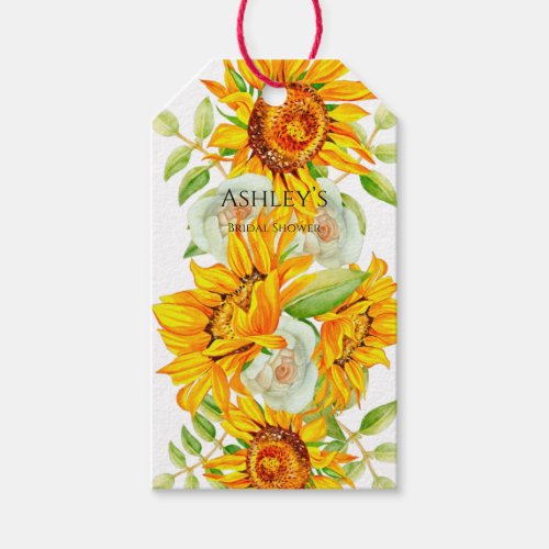 Rustic Watercolor Sunflowers Bridal Shower Gift Ta Gift Tags