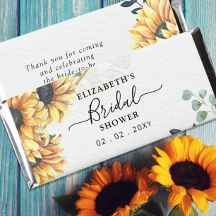 Rustic Watercolor Sunflowers Bridal Shower Hershey Bar Favors