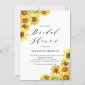 Rustic Watercolor Sunflowers Bridal Shower Invitation (Front)