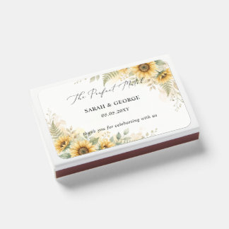 Rustic Watercolor Sunflowers Country Wedding Matchboxes