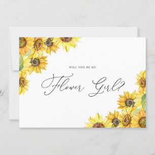 Rustic Watercolor Sunflowers Flower Girl Proposal