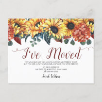 Rustic Watercolor Sunflowers I Have Moved Moving Announcement Postcard