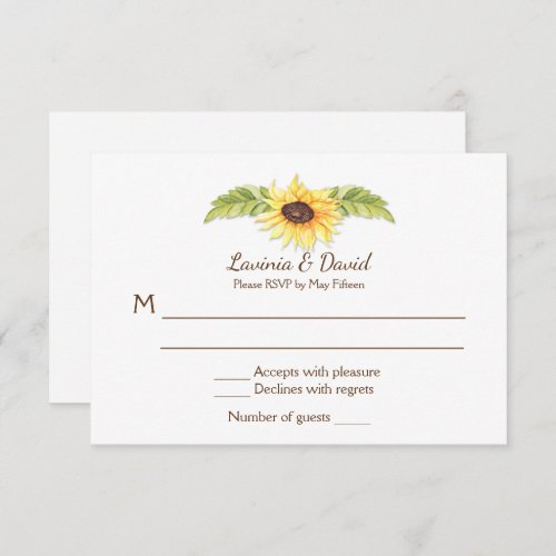 Rustic Watercolor Sunflowers Long Horn Skull RSVP Invitation