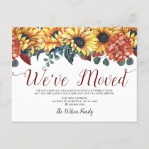 Rustic Watercolor Sunflowers We Have Moved Moving Announcement Postcard