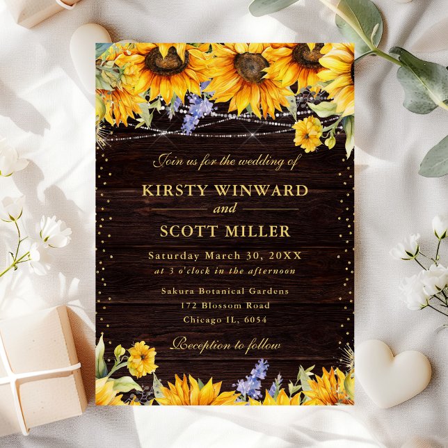 Rustic Watercolor Sunflowers Wedding Invitation (Creator Uploaded)