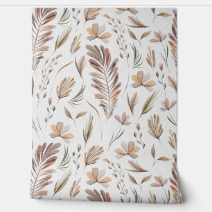 Rustic Watercolor Terracotta Leaves Wallpaper