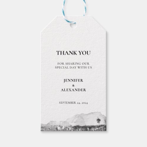 Rustic watercolor thank you mountain wedding gift tags