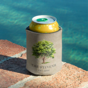 Rustic Watercolor Tree Can Cooler