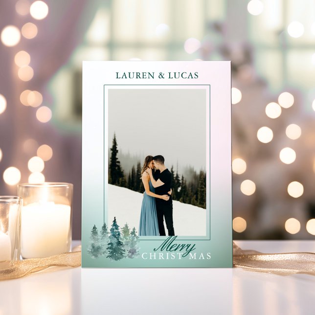 Rustic Watercolor Tree Holiday Christmas PHOTO (Rustic Watercolor Tree Holiday Christmas PHOTO | First Married)