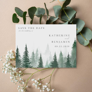 Rustic Watercolor Trees Forest Wedding Save The Date