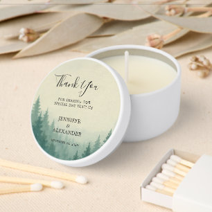 Rustic watercolor trees forest wedding Thank You Mini Candle Favors