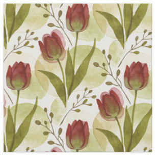 Rustic Watercolor Tulip Floral Pattern MH26 Fabric