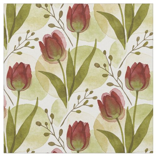 Rustic Watercolor Tulip Floral Pattern MH26 Fabric