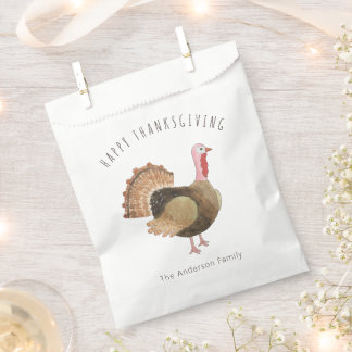 Rustic Watercolor Turkey Thanksgiving Family Favor Bag